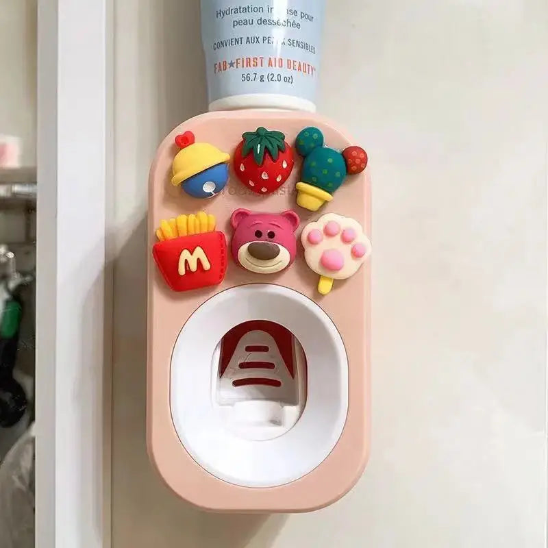 Automatic Kids Toothpaste Dispenser Toothpaste Squeezer for Children Household Cartoon Toothbrush Holder Bathroom Accessories