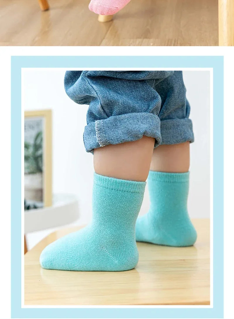 6 Pairs/Lot Spring Autumn Kids Anti-slip Socks Solid Color Soft Breathable Cotton Babys Boat Socks Boys GirlsTrampoline Socks