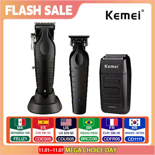 Kemei KM-2296 KM-2299 KM-1102 Professional Hair Clipper Kit Electric Shaver Male Hair Cutting Machine Men’s Trimmer Machine