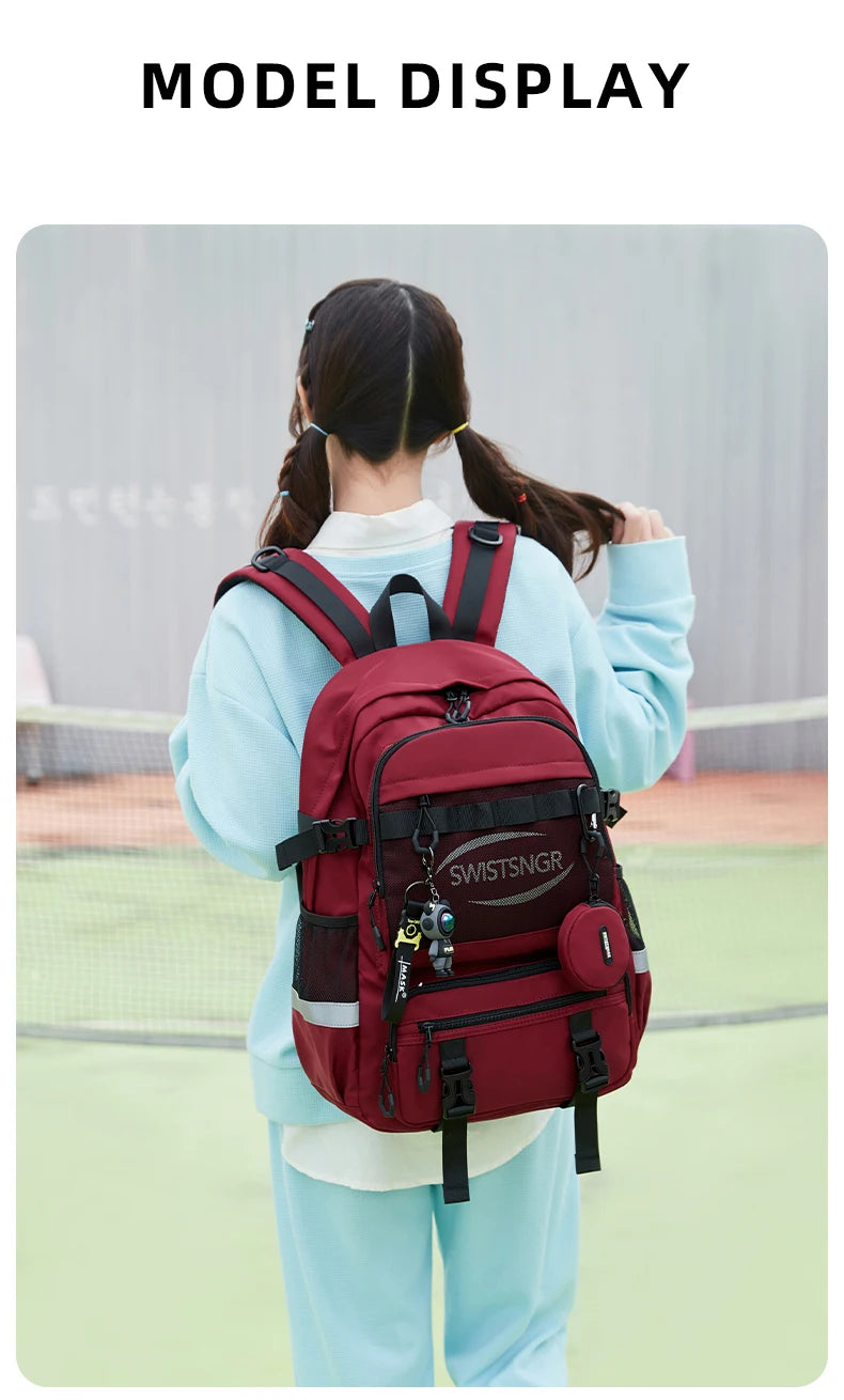 2024 New Large Airplane Travel Backpack for Girls Waterproof Fashion 15/17 Inch Laptop Backpacks Women Children Schoolbags Male