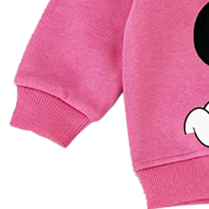 Fall Little Girl Cartoon Minnie Mouse Set Winter Baby Girl Toddler Cute Plus Fleece Costume Kids Casual Disneyland Holiday Set