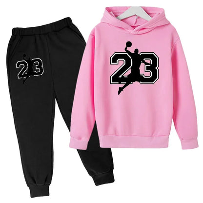 Kids Basketball Hoodie Sports Hoodie Set Spring Autumn Children Hoodie+Pants 2-Piece Set Teen Cute 4-14Y Boys Girls Hoodie Suits