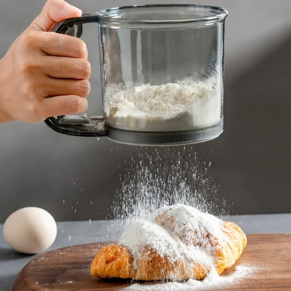 Semi-Automatic Flour Sifter With Hand Press Design Transparent Flour Sieve Non-stick Baking Tools Kitchen Gadgets Accessories