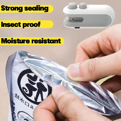 Portable Mini Sealer 2 in 1 Heat Bag Sealing Machine USB Rechargable Heat Sealer Food Storage Sealing Clip Packaging Sealer