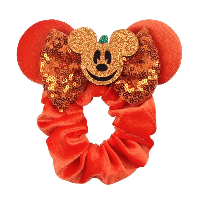 Disney Mickey Christmas Hair Loop Thickened Velvet Pig Intestine Hair Loop Elastic Gold Velvet Headband