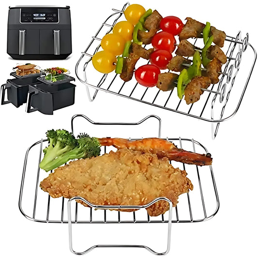 Air Fryer Stainless Steel Rack Tray&Steaming Racks Air Fryer Tools Baking Pan BBQ Gril Baking Cooker Accessories Cooking Tools