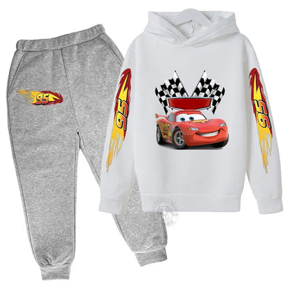 Disney Lightning McQueen Printed Hoodie+Pants Children's Set Boys and Girls' Fashion Baby Autumn Warm Sports Back to School Gift