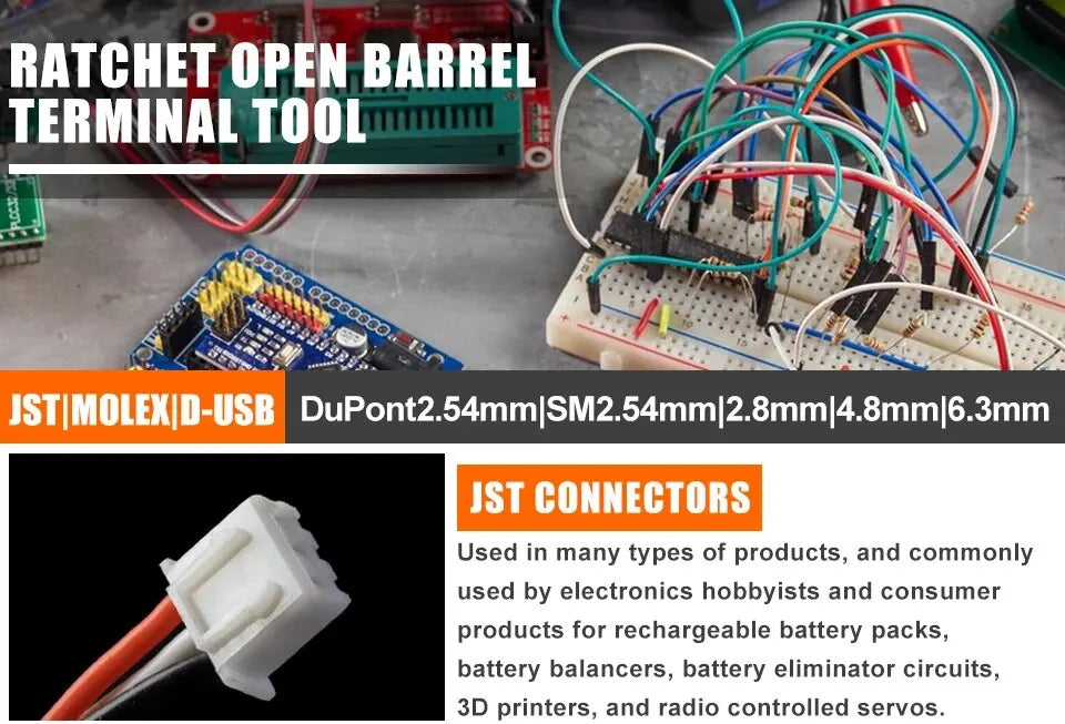 Non-insulated Open Barrel Crimping Tool SN-58B 23-16 AWG /0.25-1.5mm², Dupont Molex JST TE Terminals & EPC PCIE SATA Pins