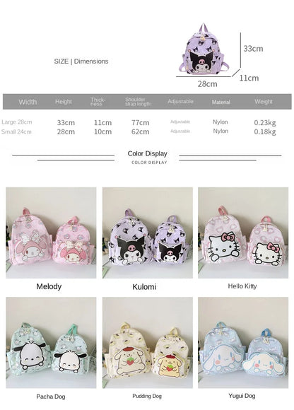 Sanrioed Anime Hello Kitty Cinnamoroll My Melody Kuromi Cute Kid Backpack Kawaii Cartoon Leather Mini School Bag Holiday Gift