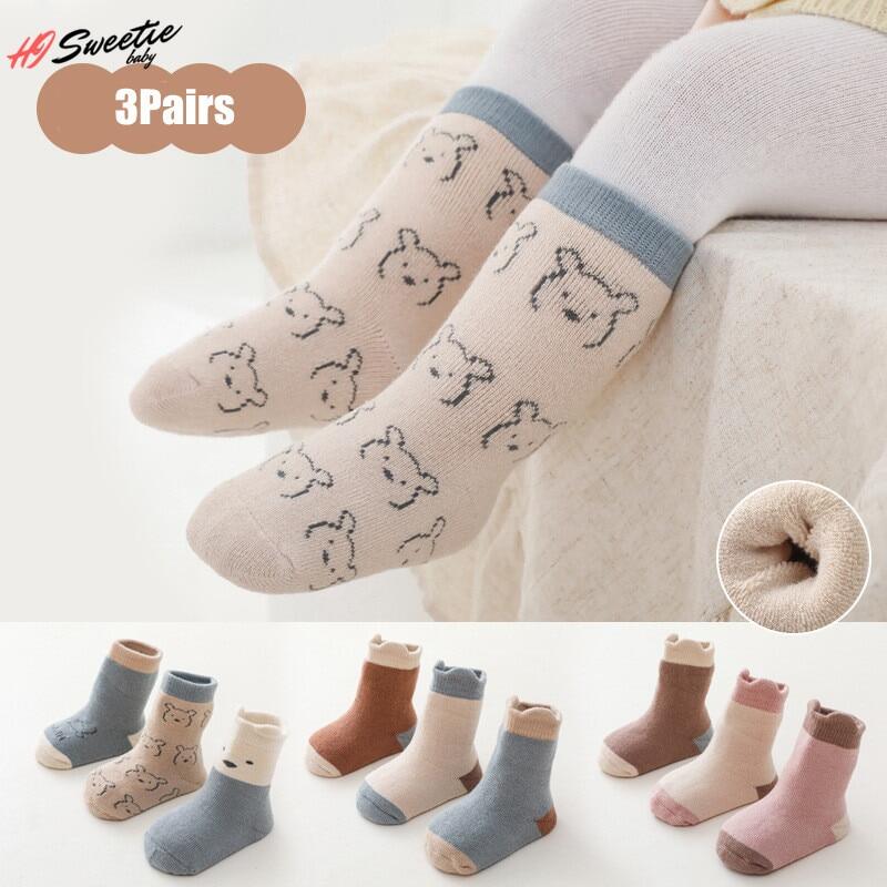 3Pairs/set Autumn New Style Thick Warm Baby Socks Newborn Baby Girl Boy Socks Children's Socks Infants for Winter