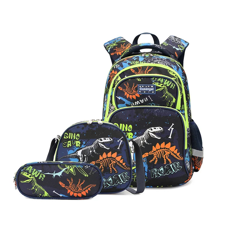 Boys Dinosaur Backpack Set with Lunch Box Pencil Case, School Book Bag for Kids Elementary Preschool