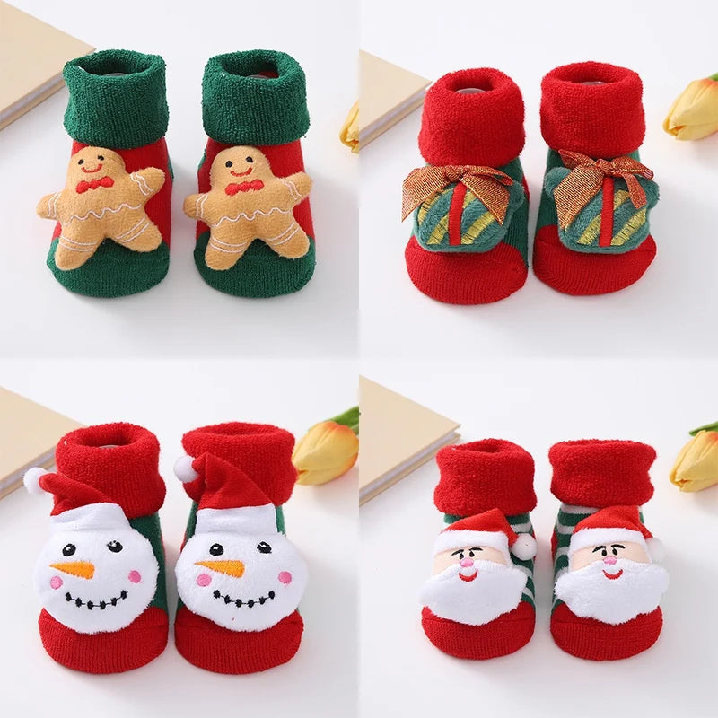 Christmas Baby Socks For Girls Boys Non-slip Floor Socks Cute Cartoon Animal Baby Xmas Cotton Sock