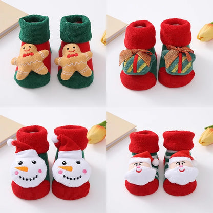 Christmas Baby Socks For Girls Boys Non-slip Floor Socks Cute Cartoon Animal Baby Xmas Cotton Sock