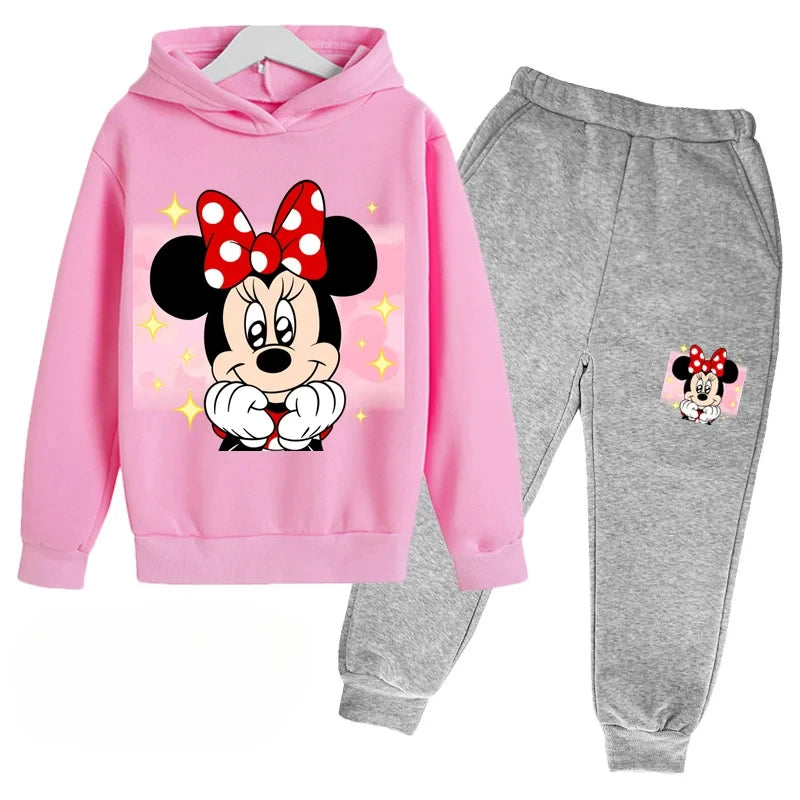 New Mickey and Minnie Cartoon Hoodie and Pants for Kids Long Sleeve Boys and Girls Spring and Autumn 2 Sets Kids Clothes Girls