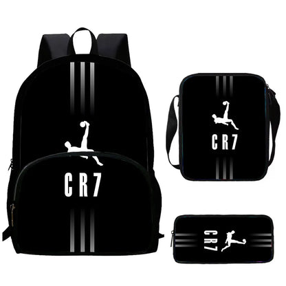 Cartoon C-CR7 Football-Stars Child Backpack,Shoulder Bags,Pencil Bags for 4-8 Years Old Anime School Bags for Boy Girl Best Gift