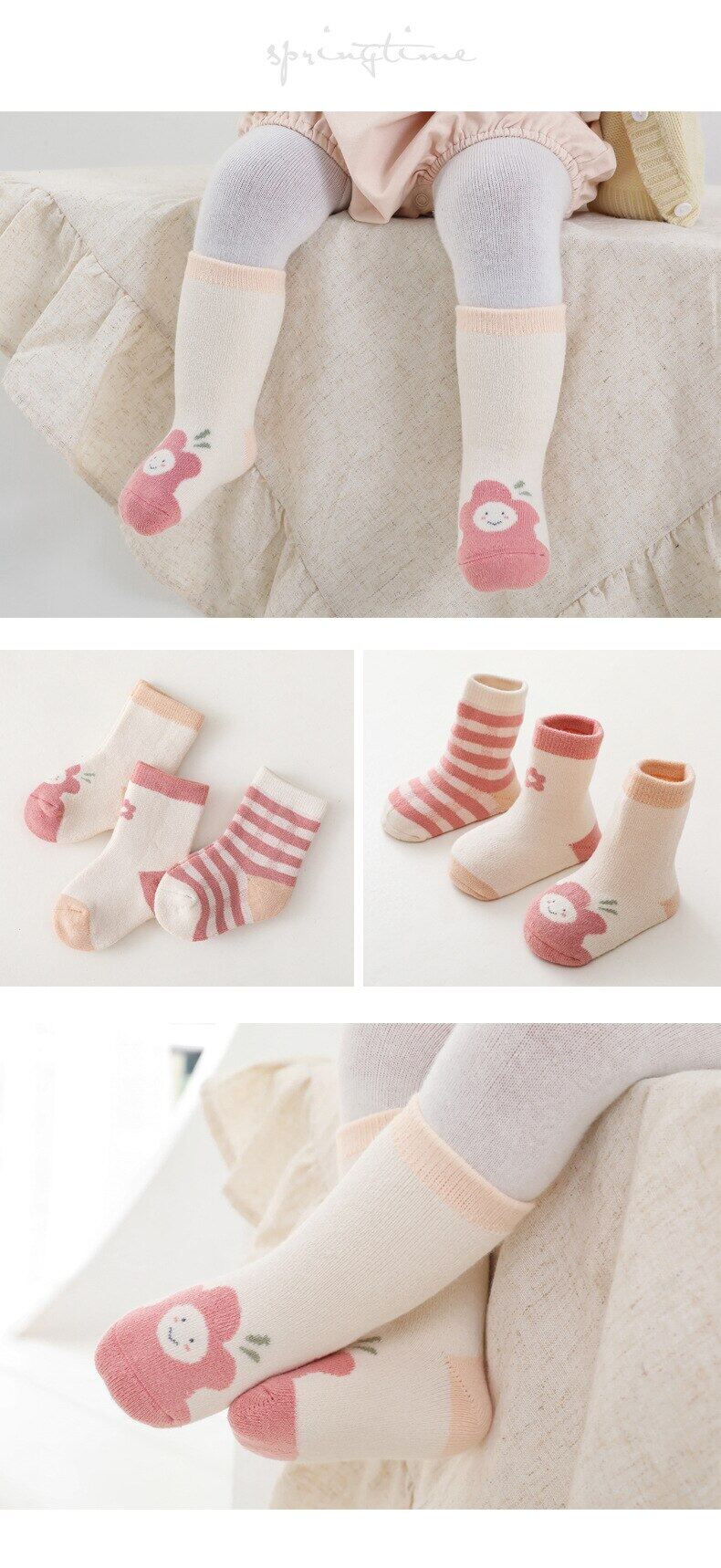 3Pairs/set Autumn New Style Thick Warm Baby Socks Newborn Baby Girl Boy Socks Children's Socks Infants for Winter