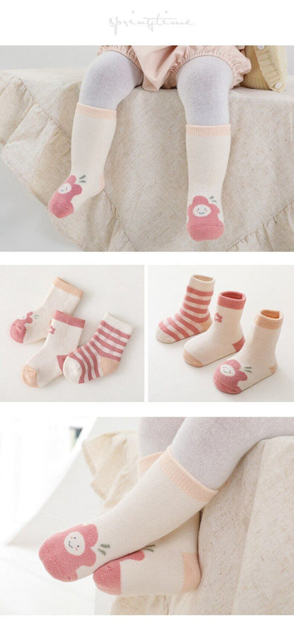 3Pairs/set Autumn New Style Thick Warm Baby Socks Newborn Baby Girl Boy Socks Children's Socks Infants for Winter