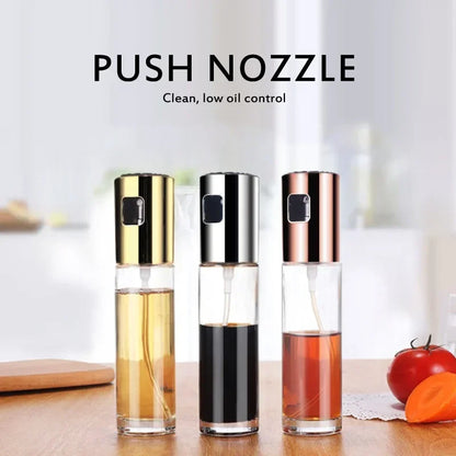 JJYY Kitchen Push Type Spray Olive Oil Sprayer Bottle Pump Oil Pot Leak-proof Grill Sprayer Oil Dispenser BBQ Gravy Boats Tools