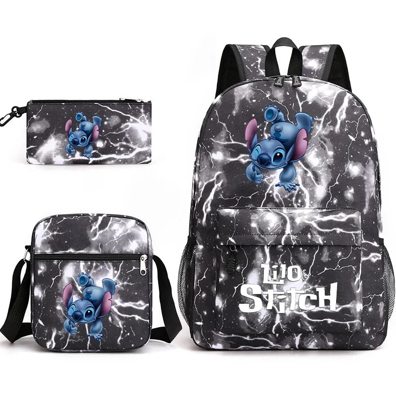 Disney Lilo Stitch 3Pcs/Set Bookbag Kids Backpack Boys Girls School bags Daily Backpacks Mochilas Shoulder Bag Set