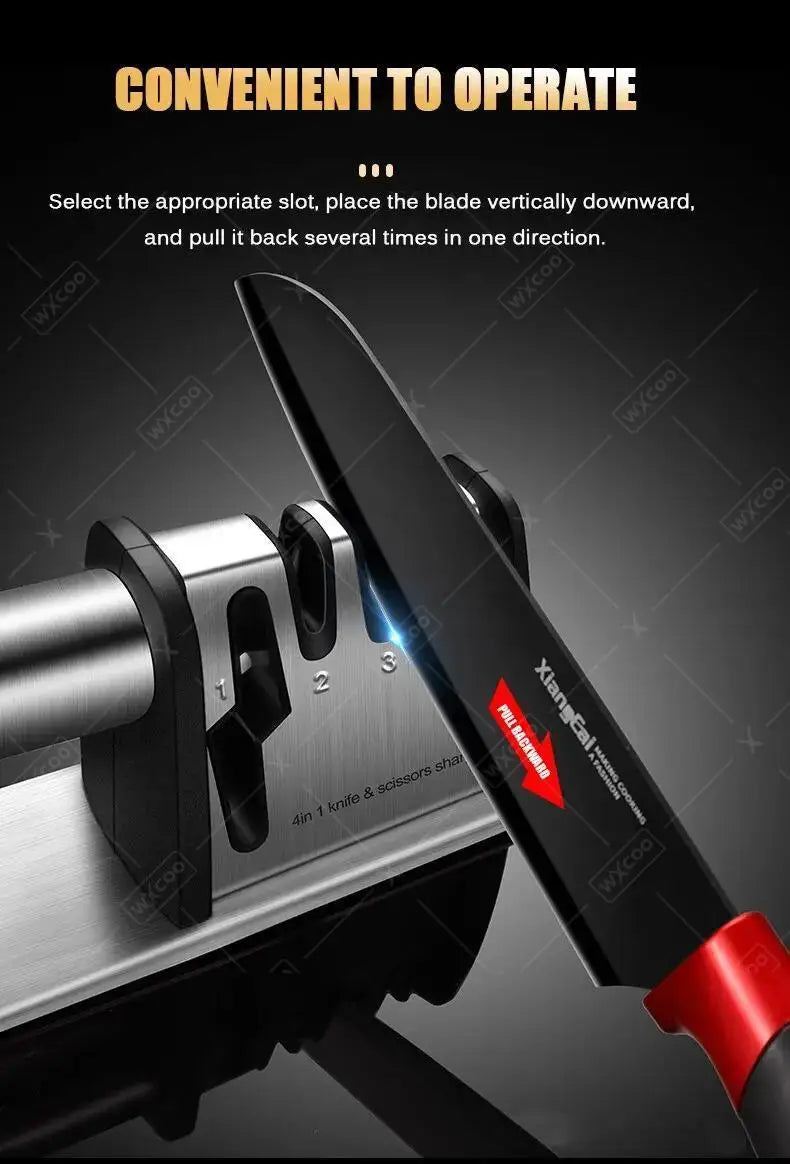 Knife Sharpeners, 4 in 1 Kitchen Blade and Scissors Sharpening Tool, Powerful Professional Chef's Kitchen Knife Accessories