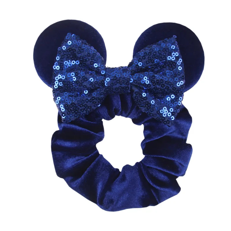 Disney Mickey Christmas Hair Loop Thickened Velvet Pig Intestine Hair Loop Elastic Gold Velvet Headband