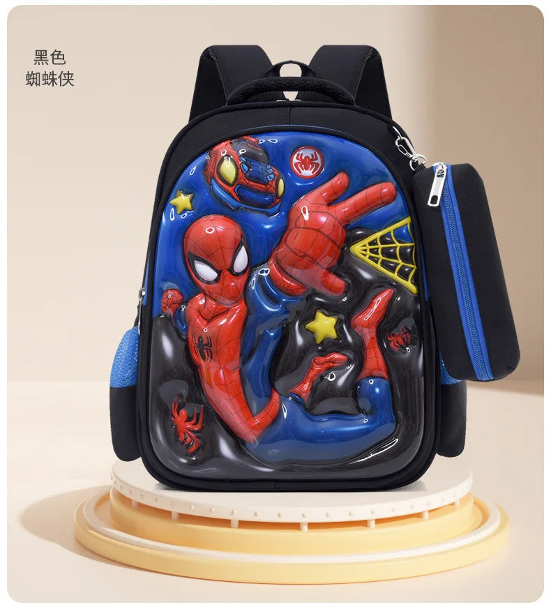 Marvel Children Backpack for Grades 1-3 3D Hard Shell Anime Cartoon Batman Sofia Lightweight Breathable Waterproof Bags Gifts