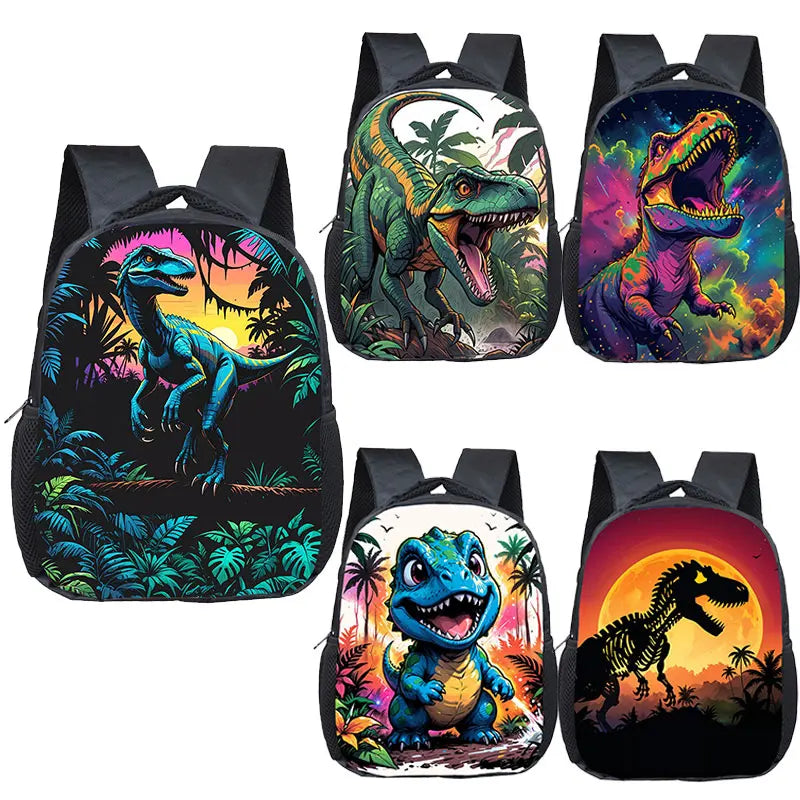 12 Inch Cute Dinosaur Print Backpack for 2-4 Years Old T-rex Skeleton Kids School Bag Kindergarten Girls Toddler Bookbags Gift