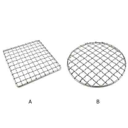 Stainless Steel Camping Grill Grate Mesh Pads Square Round Grilling Net Fire Cooking Outdoor Activities Traveling Picnic BBQ Pad