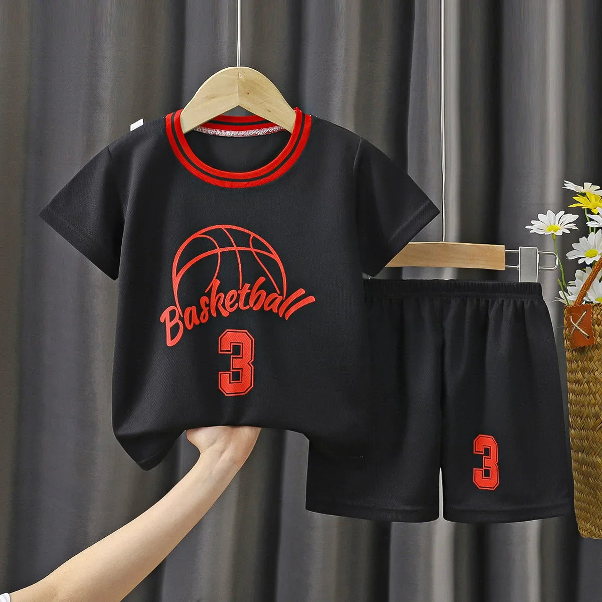 Children's T-shirt Basketball Suit Outdoor Sports Breathable Pure Cotton Sports T-shirt