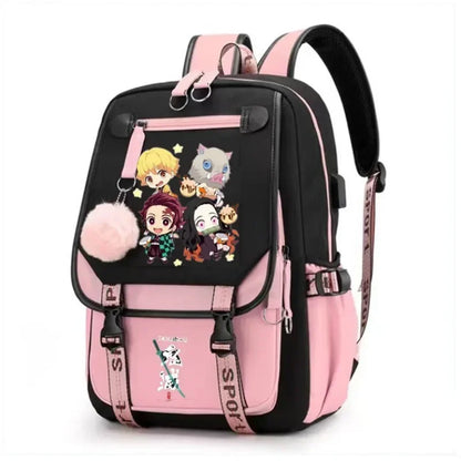 Kamado Nezuko Demon Slayer Anime Cosplay Unisex Students School Bag Backpack Cartoon Bookbag Laptop Travel Rucksack Outdoor Bag