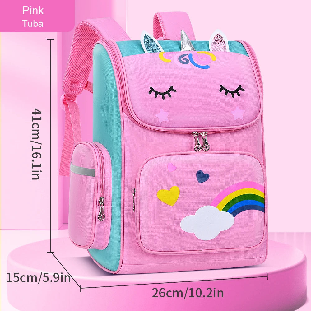 Children's Elementary School Students Schoolbag Girls 1,2,3,4,5,6 Grades 6-12 Years Old Shoulders Backpack Cute Waterproof Light