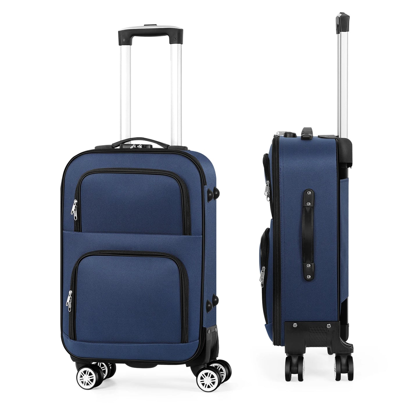 Soft edged travel 20 inch lightweight luggage with rotating wheels, Oxford fabric suitcase with small diagonal fabric