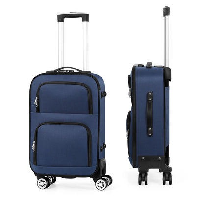 Soft edged travel 20 inch lightweight luggage with rotating wheels, Oxford fabric suitcase with small diagonal fabric