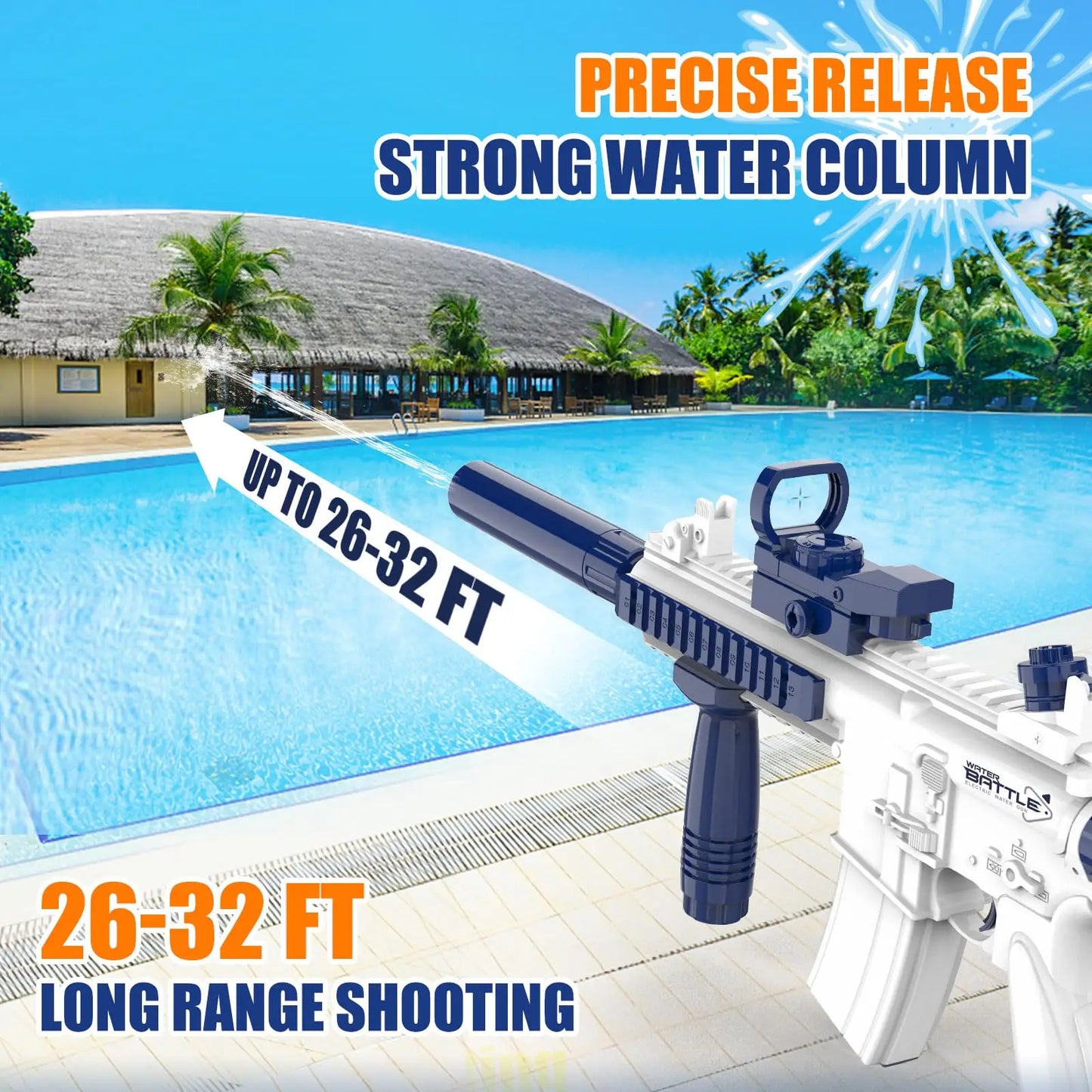 Electric Water Gun for Kids - Automatic Squirt Gun With up to 32 Ft Long Range, Summer Outdoor Beach Swimming Pool Soaker Toys