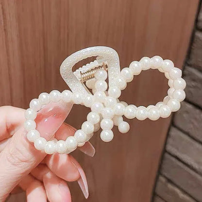 Elegant Pearls Beads Hairpin for Women Fashion Geometric Hair Claw Barrettes Headwear Horsetail Hair Clips Hair Crab Accessories