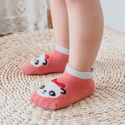 6 Pairs Kids Cotton Socks Cute Cartoon Animal Pattern Comfy Breathable Baby Non-slip Floor Socks