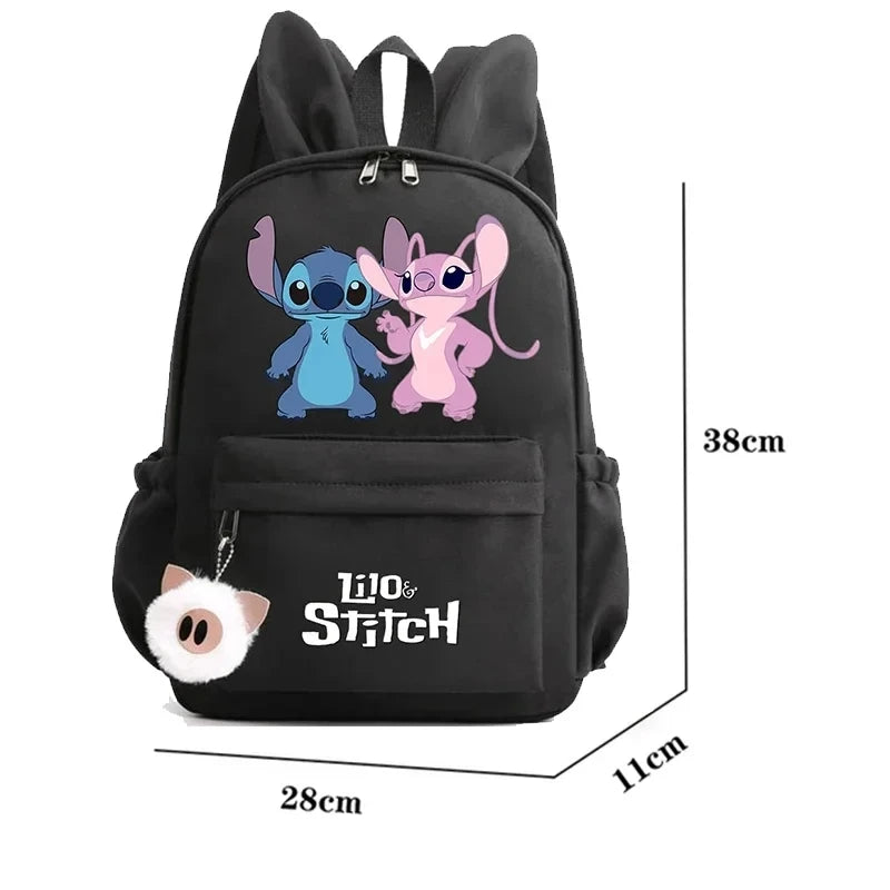 Disney Lilo Stitch Cute Backpack for Girl Boy Student Teenager Rucksack Women Casual School Bags Travel Rabbit Ears Mochila