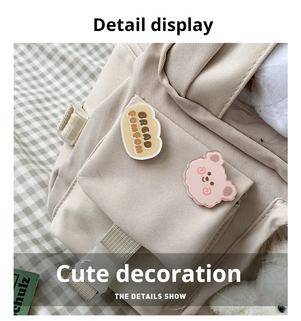 Girls High School Student Backpack Bags Backpack with Pin and Pendant,Cute Aesthetic Backpack ,Outdoor Sports Leisure Bag