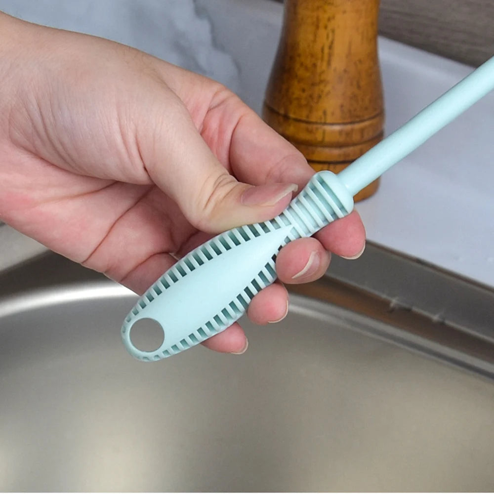 Integrated Baby Silicone Bottle Brush Water Cup Long Handle Silicone Cleaning Brush Vacuum Flask Silicone Brush