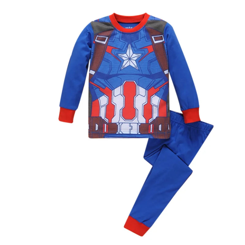 High Quality kid's Pajamas Set Avengers Hulk Boy Girl Captain America Cartoon Longsleeved Pajama and pajama suit for kids gift