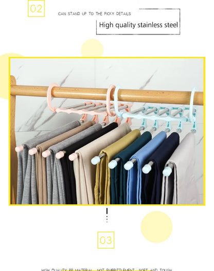 Folding Pants Storage Multifunctional Hanger for Pant Rack Hanger Clothes Organizer Hangers Save Wardrobe Space Bedroom Closets