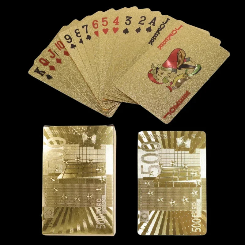 Gold Foil Poker Card Euro Style Plastic Playing Cards Waterproof Card Game Props Magic Tools Holiday Collectibles Party Gifts