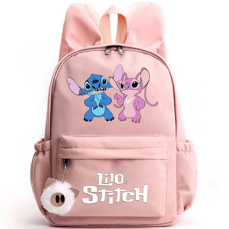 Disney Lilo Stitch Cute Backpack for Girl Boy Student Teenager Rucksack Women Casual School Bags Travel Rabbit Ears Mochila