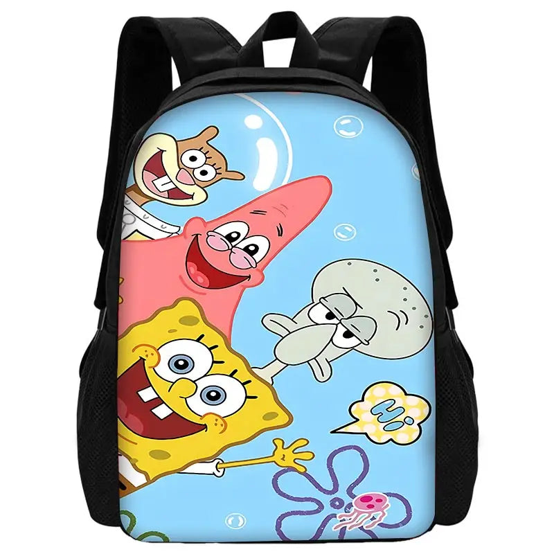 Cartoon Cute Child School Backpack with Lunch Bags ,Pencil Bags ,School Bags for S-spongebobS Boys Girls Best Gift