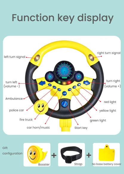 Kids Electric Simulation Steering Wheel Toy With Light And Sound Educational Children Co-Pilot Children'S Car Toy Vocal Toy Gift