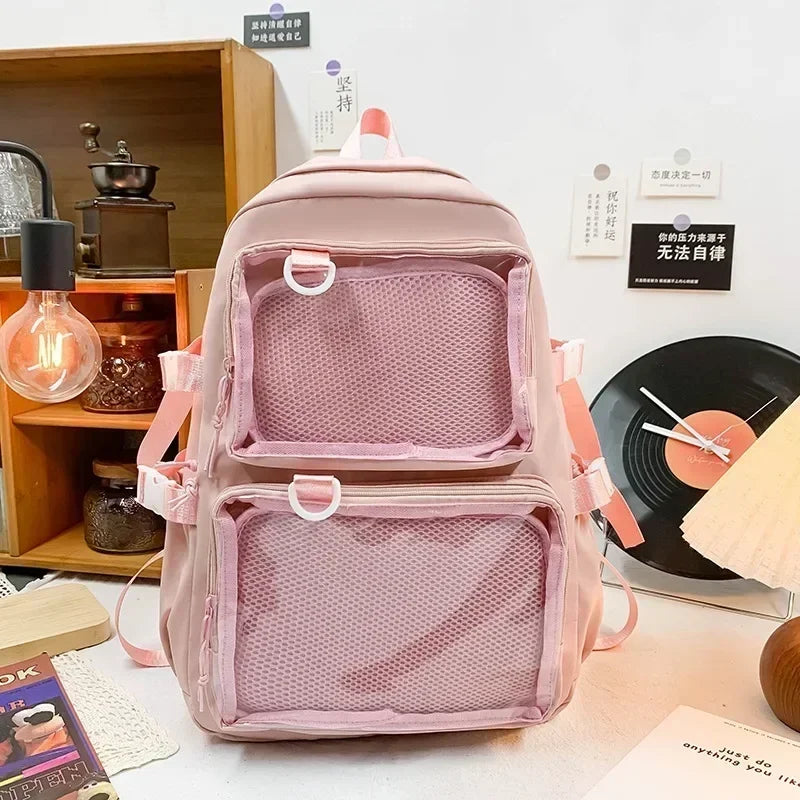 Japanese Kawaii Itabag Women New 2024 Transparent Backpack Women Large Capacity Ita Backpack School Bags for College Student JK