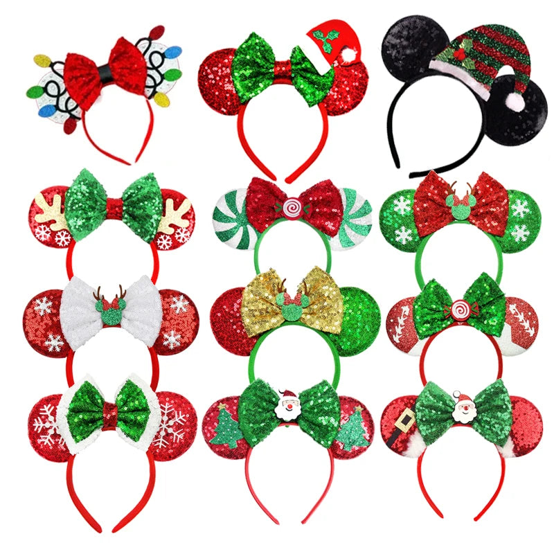 Christmas Mickey Mouse Ears Headbands Festival Carnival Party Hair Headwear For Baby Girls Women Headband Kids Accessories