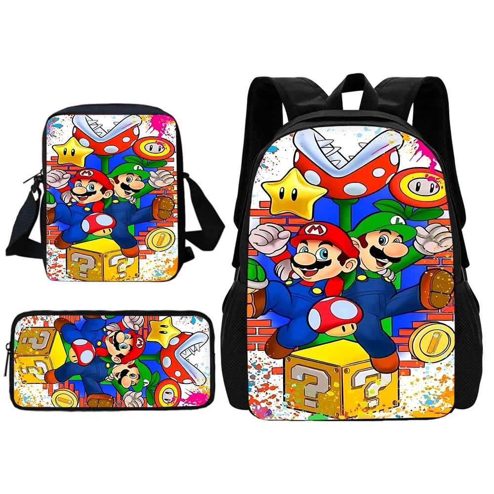 Cute M-MarioS Child School Backpack With Shoulder Bag Pencil Bags School Bags for Boys Girls Best Gift