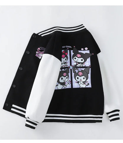 Sanrio Girls Boys Cartoon Kuromi Jacket Children Teen Coats Spring Autumn Kids Single breasted Jackets Casual Sports Outerwear