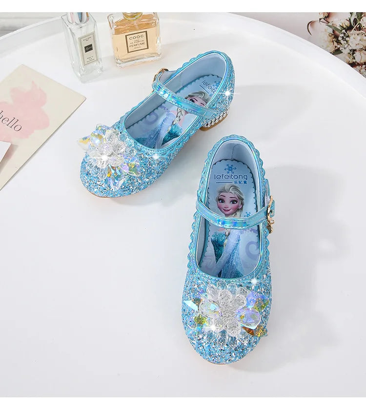 2024 Spring New Children's Shoes Ice And Snow Romance Princess Elsa Shoes Girl's Fashion Sandals Crystal Princess Shoes